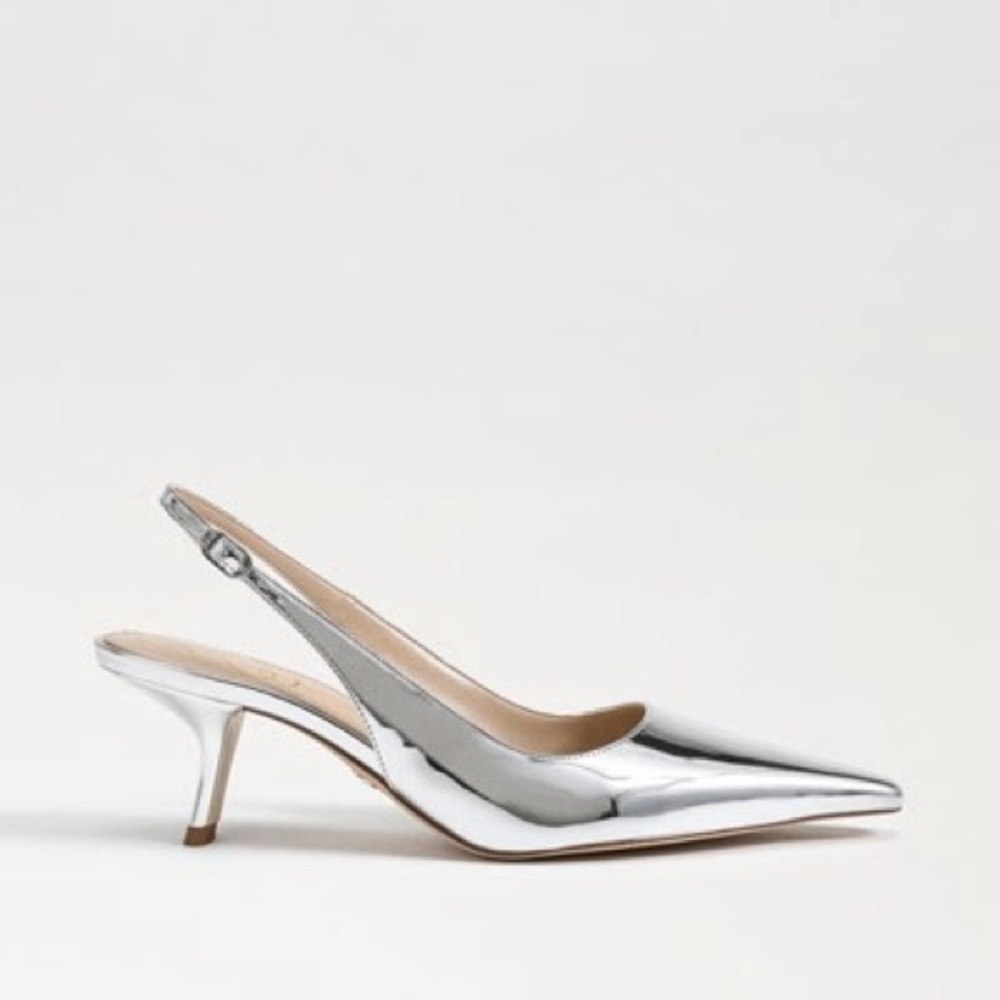 NIB Sam Edelman Bianka Slingback in Silver Sz 9.5 - Picture 2 of 6